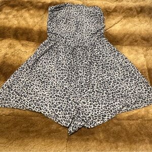 Leopard Print Strapless Romper